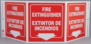 ZING Green Safety Eco Safety Tri View Sign Bilingual Fire Extinguisher