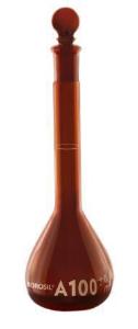 Amber volumetric flask wide neck 20 ml with certificate