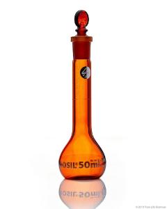Amber volumetric flask wide neck 50 ml