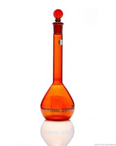 Amber volumetric flask wide neck 250 ml