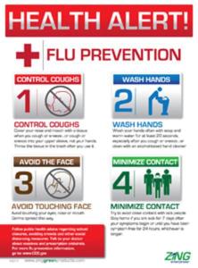 ZING Green Safety Safety Eco Health Poster, Health Alert Flu Prevention
