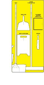 Clean and Sweep store boards, yellow and white