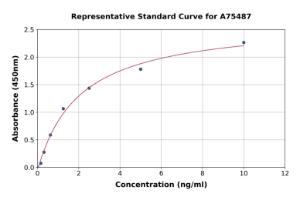 Representative standard curve for Sheep HYAL2 ELISA kit (A75487)