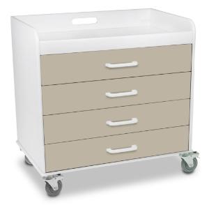 Compact Extra-Wide Non-Metal Locking Carts, 4-Drawer Polyethylene Polymer, TrippNT