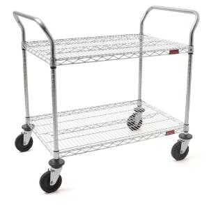 2 shelf, chrome wire utility cart
