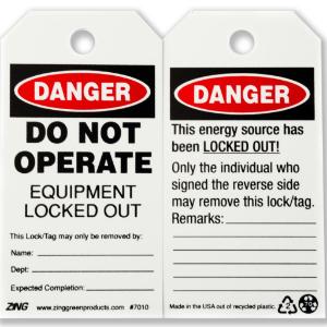 ZING Green Safety Eco Safety Tag, DANGER Do Not Operate