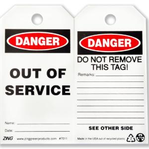ZING Green Safety Eco Safety Tag, DANGER Out of Service