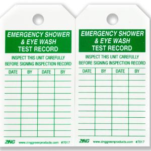 ZING Green Safety Eco Safety Tag, Emergency Eyewash and Shower Inspection
