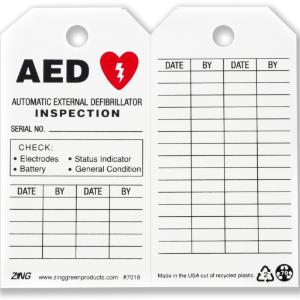ZING Green Safety Eco Safety Tag, AED Inspection
