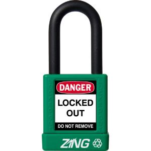 ZING Green Safety RecycLock Safety Padlock, Keyed Alike, 1-¹/₂" Shackle, 1-³/₄" Body, ZING Enterprises