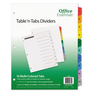 Dividers, 10 multicolor tabs