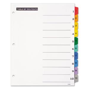 Dividers, 10 multicolor tabs