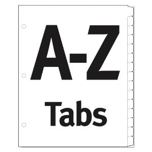 Dividers, 26-tab, A-Z, letter, white, 1 set
