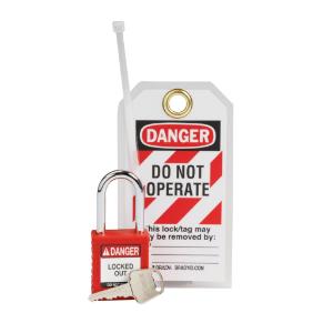 Kit nylon safety lockout padlock and tag