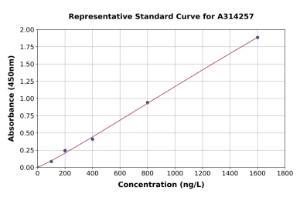 Representative standard curve for human ERp72 ELISA kit (A314257)