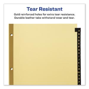 Gold reinforced preprinted black leather tab dividers