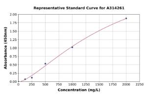 Representative standard curve for human EBP1 ELISA kit (A314261)