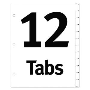 Dividers, 12-tab, months, letter, assorted, set