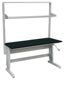 VWR® C-Leg Bench Frame with Top, Uprights, and Shelf