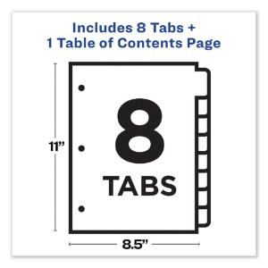 Contemporary multicolor table of contents dividers