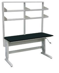 VWR® C-Leg Bench Frame with Top, Double Bay Uprights and 4 Shelves