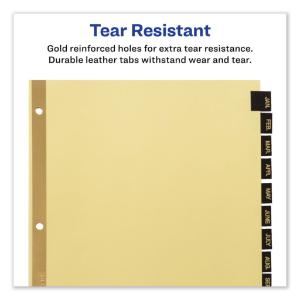 Gold reinforced preprinted black leather tab dividers