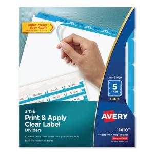 Clear label punched white dividers with color tabs