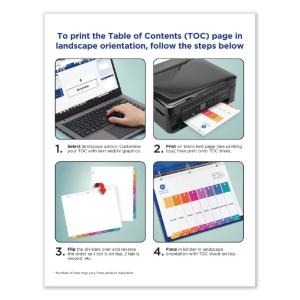 Contemporary multicolor table of contents divider sets uncollated in bulk packs