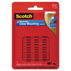 Scotch® Clear Mounting Squares, Removable, 3M