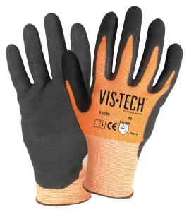 Vis-Tech Hi-Vis Cut Resistant Gloves with Sandy Nitrile Palm Wells Lamont