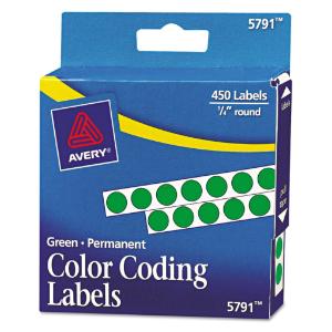 Permanent self-adhesive round color-coding labels
