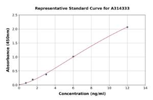 Representative standard curve for human Sortilin/NT3 ELISA kit (A314333)