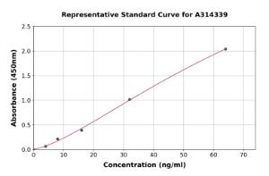 Representative standard curve for mouse PODXL ELISA kit (A314339)