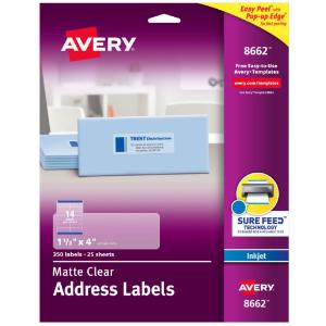 Clear mailing labels