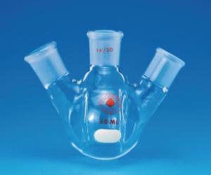 Round-Bottom Three-Neck Flasks, Indented Morton Type, Ace Glass