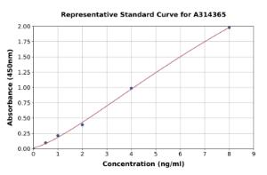 Representative standard curve for human Cytokeratin 1 ELISA kit (A314365)