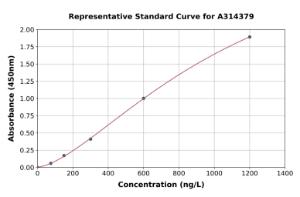 Representative standard curve for mouse Cel ELISA kit (A314379)