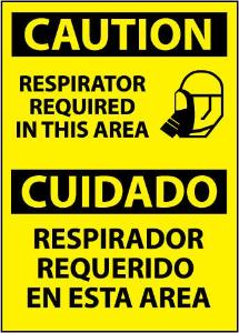 Respirator Caution Signs, Bilingual, National Marker
