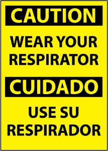 Respirator Caution Signs, Bilingual, National Marker