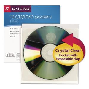 Smead® Self-Adhesive Poly CD/Diskette Pockets