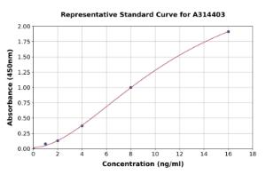 Representative standard curve for human YKL-39 ELISA kit (A314403)