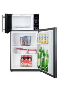 Microwave/refrigerator-freezer combination with allocator, black