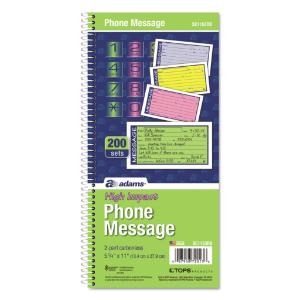 Adams® Wirebound Telephone Message Book, Essendant