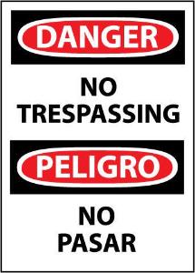 Trespassing and Property Signs, .040 Alum, National Marker