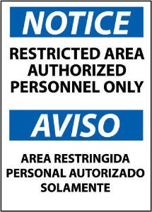 Authorized Personel OSHA Signs, Bilingual, National Marker