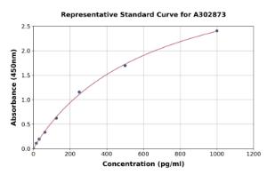 Representative standard curve for Human EEF2K ELISA kit (A302873)