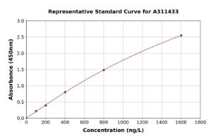 Representative standard curve for Human IFI6 ELISA kit (A311433)