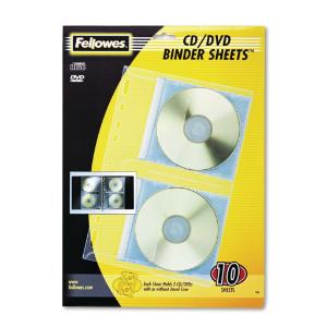 Fellowes® Vinyl CD/DVD Protector Sheets for Three-Ring Binders