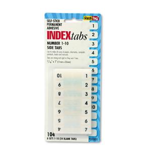 Easy-to-read side-mount self-stick plastic index tabs