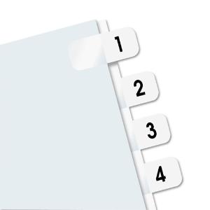 Easy-to-read side-mount self-stick plastic index tabs